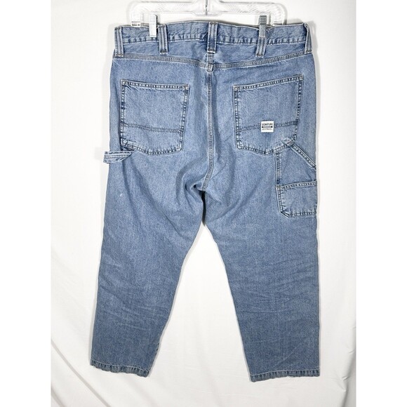 Levi Strauss Signature Carpenter Jeans Mens 38x32 Blue Denim Workwear Pants - Picture 2 of 16